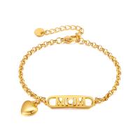 Bijoux bracelet en acier inoxydable, Acier inoxydable 304, avec 4.5cm chaînes de rallonge, bijoux de mode & pour femme, doré, Longueur:17 cm, Vendu par PC