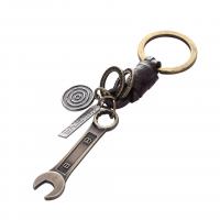 Zinc Alloy Key Clasp with Full Grain Cowhide Leather plated fashion jewelry & for woman brown Sold By PC