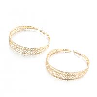 Boucles d'oreilles en alliage de zinc, Placage de couleur d'or, bijoux de mode & pour femme, doré, 70mm, Vendu par sac
