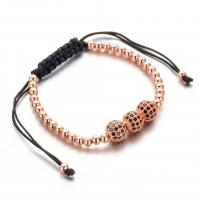 Bracelet cubique en laiton zircon pavent, avec corde en nylon, Placage, bijoux de mode & pavé de micro zircon & pour femme, plus de couleurs à choisir, Vendu par 18 cm brin