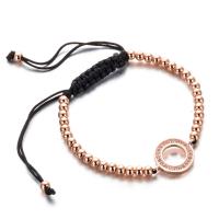 Bracelet cubique en laiton zircon pavent, avec corde en nylon, Placage, bijoux de mode & pavé de micro zircon & pour femme, plus de couleurs à choisir, Vendu par 18 cm brin