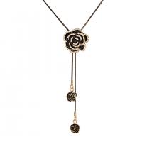 Zinklegierung Schmuck Halskette, Rose, plattiert, Modeschmuck & für Frau & Emaille & mit Strass, zwei verschiedenfarbige, 30x30mm, Länge:90 cm, verkauft von PC