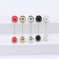 Zinc Alloy Collar Brooch with Plastic Pearl Round plated 5 pieces & fashion jewelry & for woman mixed colors nickel lead & cadmium free Sold By Set