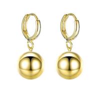 Titanium Steel  Earring Round Vacuum Ion Plating fashion jewelry & for woman golden 27mm Sold By Pair