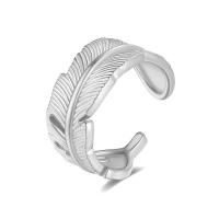 Stainless Steel Finger Ring, 316L Stainless Steel, Feather, Vacuum Ion Plating, Adjustable & fashion jewelry & for woman, more colors for choice, inner diameter:17~21mm, Sold By PC