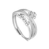 Prst prsten z nerezové oceli, 316L nerezové oceli, Four Leaf Clover, Nastavitelný & módní šperky & pro ženy, více barev na výběr, inner diameter:17~21mm, Prodáno By PC