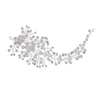 Stirnband, Zinklegierung, mit Kristall & Kunststoff Perlen, Modeschmuck & für Frau, weiß, frei von Nickel, Blei & Kadmium, 250x80mm, verkauft von Strang
