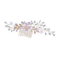 Decorative Hair Combs Zinc Alloy with Crystal & Plastic Pearl gold color plated fashion jewelry & for woman golden nickel lead & cadmium free Sold By PC