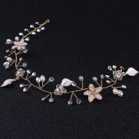 Headband, Tibetan Style, with Plastic Pearl, for woman & enamel & with rhinestone, golden, nickel, lead & cadmium free, 270x37mm, Sold By PC