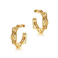 Titanium Steel  Earring, Vacuum Ion Plating, fashion jewelry & for woman, golden, 33.30x6.80mm, Sold By PC