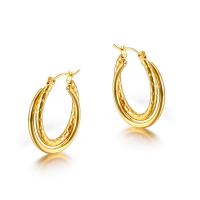 Titanium Steel  Earring, Vacuum Ion Plating, fashion jewelry & for woman, golden, 24.80x3.50mm, Sold By PC