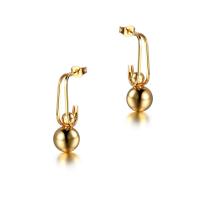Titanium Steel  Earring, Vacuum Ion Plating, fashion jewelry & for woman, golden, 29.80x9.80mm, Sold By PC
