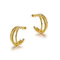 Boucle d'oreille Acier Titane, bijoux de mode & pour femme, doré, 24.40x10.30mm, Vendu par PC