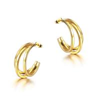 Boucle d'oreille Acier Titane, bijoux de mode & pour femme, doré, 25.70x10.80mm, Vendu par PC