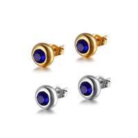 Titanium Steel  Earring, Vacuum Ion Plating, fashion jewelry & for woman & with rhinestone, more colors for choice, 14.50x8.60mm, Sold By PC