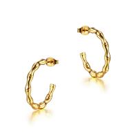 Titanium Steel  Earring, Vacuum Ion Plating, fashion jewelry & for woman, golden, 25.60x2.50mm, Sold By PC