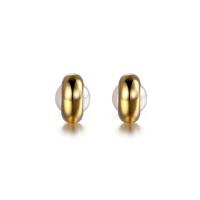 Titanium Steel  Earring, with Plastic Pearl, Vacuum Ion Plating, fashion jewelry & for woman, golden, 13.80x9.70mm, Sold By PC