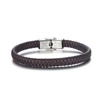 Couple Bracelet and Bangle PU Leather with Titanium Steel fashion jewelry & Unisex brown 7.60mm Sold By PC