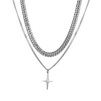 Ehepaar Halskette, Titanstahl, poliert, Doppelschicht & unterschiedliche Länge der Wahl & unisex, verkauft von Strang