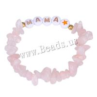 Quartz Bracelets, Rose Quartz, with Acrylic, irregular, handmade, elastic & for woman, Length:Approx 18 cm, Sold By PC