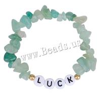 Gemstone Bracelets Green Aventurine with Acrylic irregular handmade elastic & for woman green Length Approx 18 cm Sold By PC