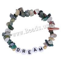 Agate Jewelry Bracelet, Moss Agate, with Acrylic, irregular, handmade, elastic & Unisex, Length:Approx 18 cm, Sold By PC