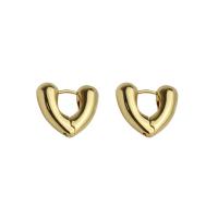Brass Huggie Hoop Earring, Heart, plated, fashion jewelry & for woman, more colors for choice, nickel, lead & cadmium free, 15mm, Sold By Pair