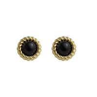 Brass Stud Earring with Resin Dome gold color plated fashion jewelry & for woman nickel lead & cadmium free 20mm Sold By Pair