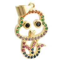 Cubic Zirconia Micro Pave Brass Pendant Snake gold color plated cute & fashion jewelry & micro pave cubic zirconia & hollow mixed colors nickel lead & cadmium free Sold By PC