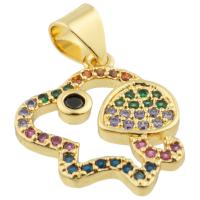 Cubic Zirconia Micro Pave Brass Pendant, gold color plated, cute & fashion jewelry & micro pave cubic zirconia & hollow, mixed colors, nickel, lead & cadmium free, 16x16x2mm, Sold By PC