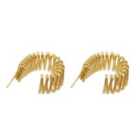 Brass Stud Earring, gold color plated, fashion jewelry & for woman, nickel, lead & cadmium free, 23x31x2mm, Sold By Pair