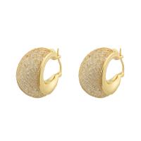 Messing Huggie Hoop Earring, gold plated, mode sieraden & micro pave zirconia & voor vrouw, nikkel, lood en cadmium vrij, 29x26x16mm, Verkocht door pair