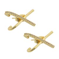 Brass Stud Earring, gold color plated, fashion jewelry & micro pave cubic zirconia & for woman, nickel, lead & cadmium free, 19x12x14mm, Sold By Pair