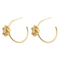 Brass Stud Earring, gold color plated, fashion jewelry & micro pave cubic zirconia & for woman, nickel, lead & cadmium free, 33x27x2mm, Sold By Pair
