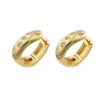 Messing Huggie Hoop Earring, gold plated, mode sieraden & micro pave zirconia & voor vrouw, nikkel, lood en cadmium vrij, 20x18x7mm, Verkocht door pair