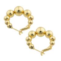 Messing Hoop Earring, guldfarve belagt, mode smykker & for kvinde, nikkel, bly & cadmium fri, 34x26x10mm, Solgt af par