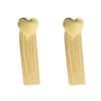 Fashion Fringe Earrings, Brass, Heart, gold color plated, fashion jewelry & for woman, nickel, lead & cadmium free, 64x19x1mm, Sold By Pair
