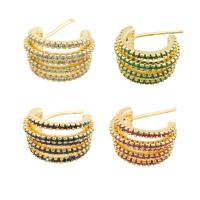 Brass Stud Earring, gold color plated, fashion jewelry & micro pave cubic zirconia & for woman, more colors for choice, nickel, lead & cadmium free, 14x21x9mm, Sold By Pair
