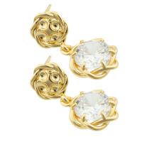 Brass Drop Earring with Cubic Zirconia gold color plated fashion jewelry & for woman nickel lead & cadmium free Sold By Pair
