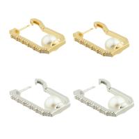 Brass Drop Earring, with Plastic Pearl, Square, gold color plated, fashion jewelry & for woman, more colors for choice, nickel, lead & cadmium free, 25x16x2mm, Sold By Pair