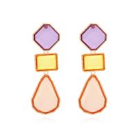 Zinc Alloy Drop Earrings with Resin Geometrical Pattern plated fashion jewelry nickel lead & cadmium free Sold By Pair