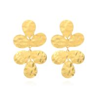 Tibetan Style Drop Earrings, Three Leaf Clover, plated, fashion jewelry, more colors for choice, nickel, lead & cadmium free, 45x79mm, Sold By Pair
