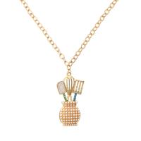 Cink Alloy nakit ogrlice, s Plastična Pearl, s 5cm Produžetak lanac, Spoon, pozlaćen, modni nakit & s Rhinestone, zlatan, nikal, olovo i kadmij besplatno, 48x23mm, Dužina 45 cm, Prodano By PC