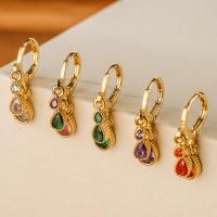 Brass Drop Earring Teardrop plated fashion jewelry & micro pave cubic zirconia nickel lead & cadmium free Sold By Pair