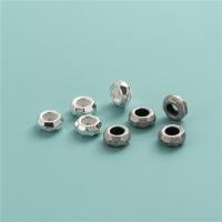 925 argento sterlina perline separate, Rondella, DIY, nessuno, 7.60x3.30mm, Foro:Appross. 3.9mm, Venduto da PC