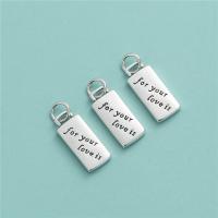 925 Sterling Silver Pendant Rectangle DIY & with letter pattern silver color Approx 3.2mm Sold By PC