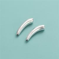 925 Sterling Silver Curved Tube Beads, Eggplant, DIY, silver color, 4.50x20.40mm, Hole:Approx 1.3mm, Sold By PC