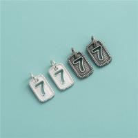 925 Sterling Silver Pendant Rectangle DIY & with number pattern & hollow Approx 3.7mm Sold By PC