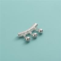 925 Sterling Silber gebogene Rohr Perlen, Glocke, DIY, Silberfarbe, 5x24.30mm, Bohrung:ca. 3.7mm, verkauft von PC