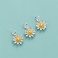 925 Sterling Silver Pendant, Daisy, DIY & epoxy gel, silver color, 9.60x12.20mm, Hole:Approx 3.3mm, Sold By PC